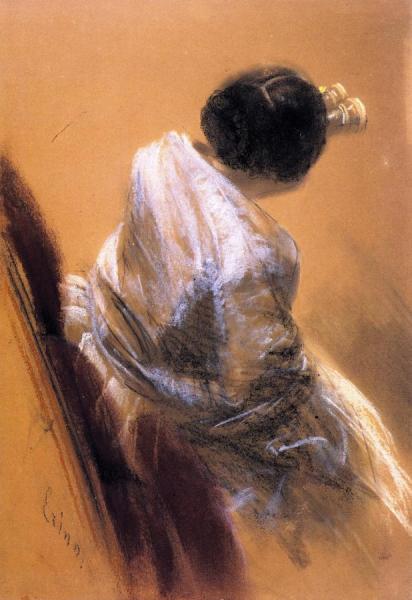 Lady With Opera Glasses by Adolph Von Menzel