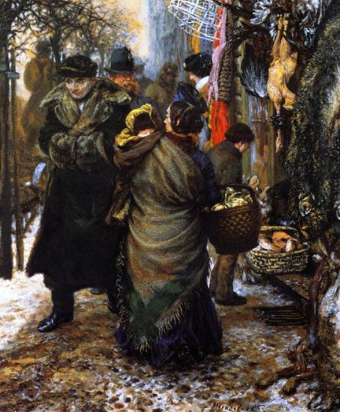 Market In Winter by Adolph Von Menzel