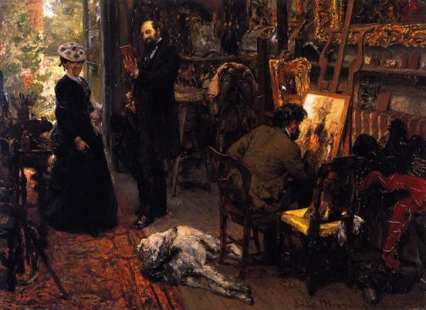 Meissonier In His Studio At Poissy by Adolph Von Menzel