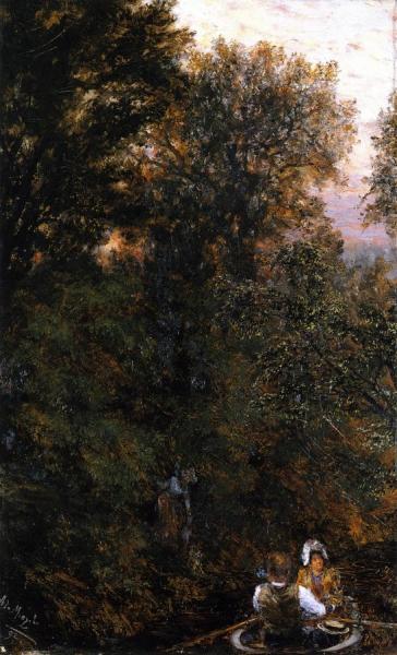 Outing In A Dinghy by Adolph Von Menzel Oil Painting Reproductions