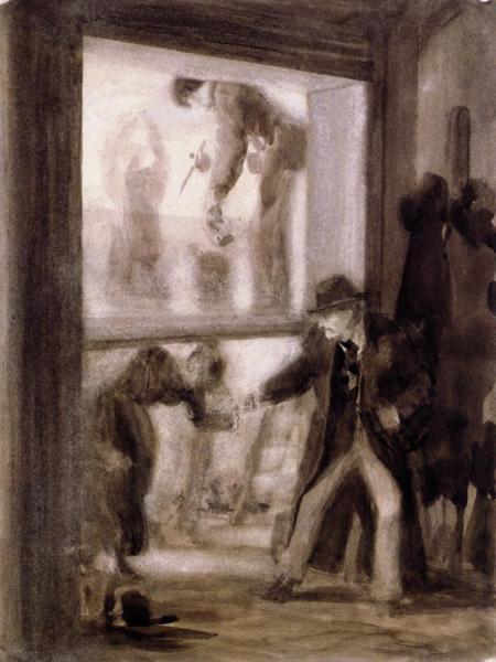 Painters Preparing A Transparent Panel by Adolph Von Menzel