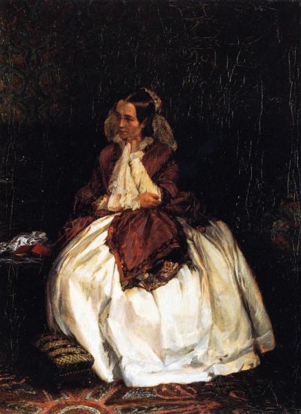 Portrait Of Mrs. Maercker by Adolph Von Menzel