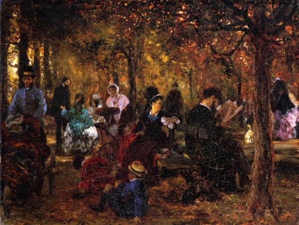Recollection Of The Luxembourg Gardens by Adolph Von Menzel Oil Painting Reproductions
