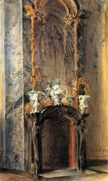 Rococo Fireplace by Adolph Von Menzel