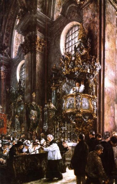 Sermon In The Parish Church In Innsbruck by Adolph Von Menzel