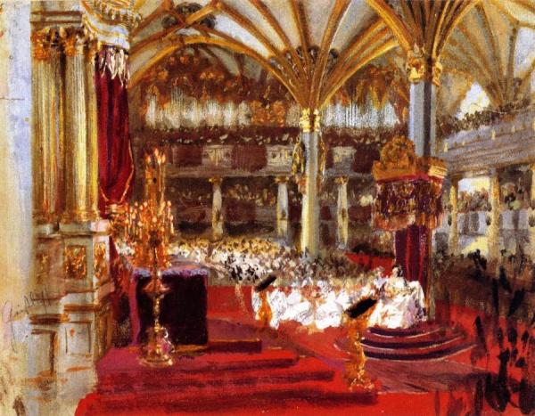 Sketch For The Coronation Of King William I At Königsberg by Adolph Von Menzel