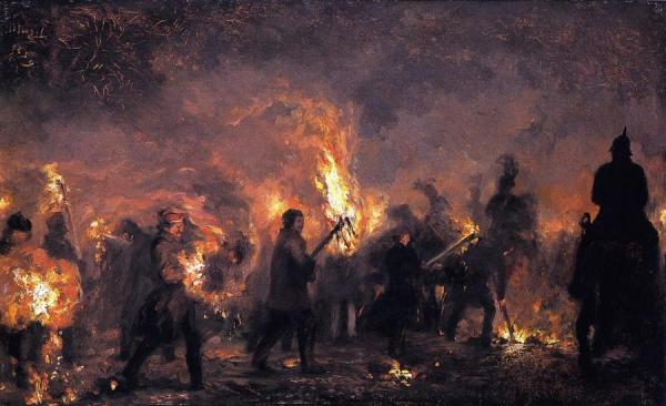 Students' Torchlight Procession by Adolph Von Menzel