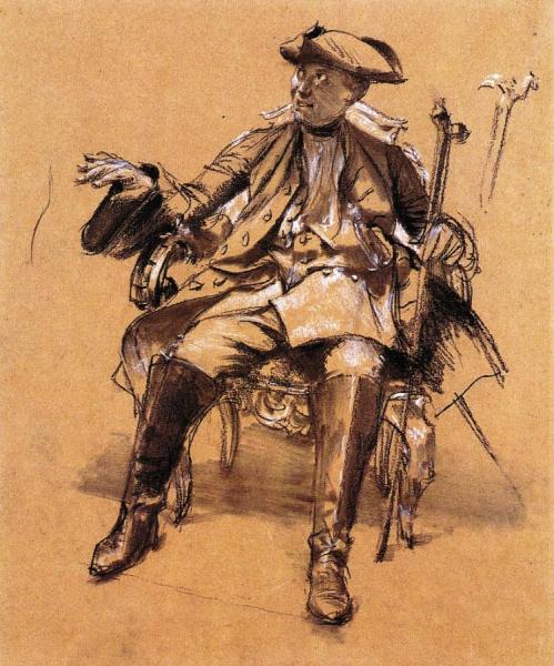 Study Of Model For Frederick Ii In An Armchair by Adolph Von Menzel