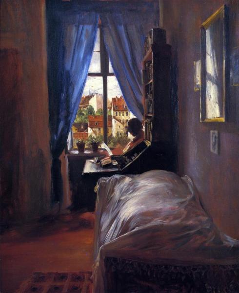 The Artist's Bedroom In Ritterstrasse by Adolph Von Menzel