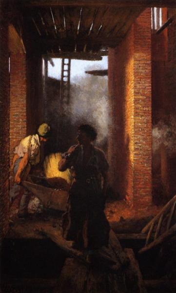 Two Builders At Work by Adolph Von Menzel