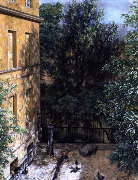 View Into A Courtyard by Adolph Von Menzel