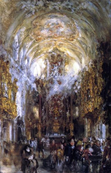 View Of The Collegiate Church 'unser Lieben Frau Zur Alten Kapelle' In Regensburg by Adolph Von Menzel Oil Painting Reproductions