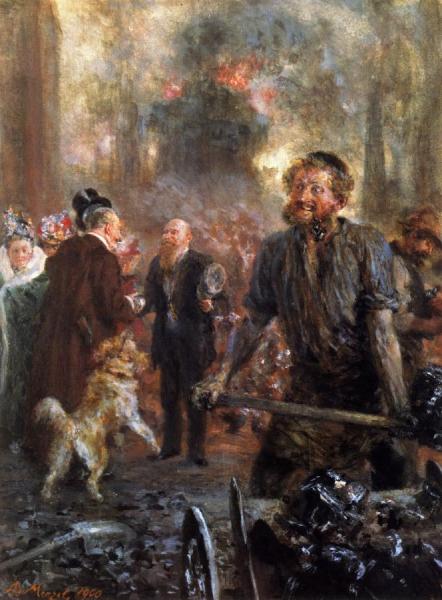 Visit To The Forge by Adolph Von Menzel