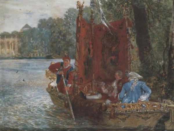 Water Transport In Rheinsberg by Adolph Von Menzel