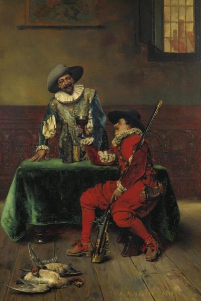 A Refreshment After The Hunt by Adolphe Alexander Lesrel