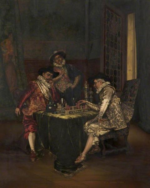Cavaliers Playing Chess by Adolphe Alexander Lesrel