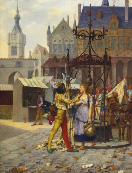 Flirtation In The Town Square by Adolphe Alexander Lesrel
