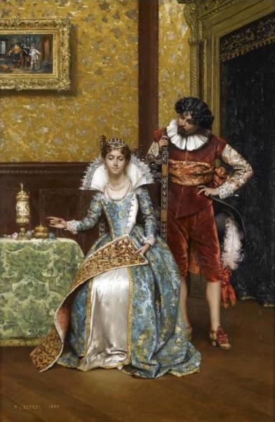 The Attentive Courtier by Adolphe Alexander Lesrel