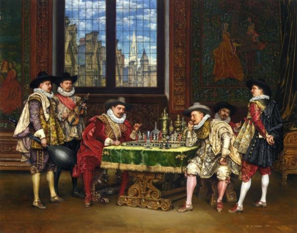 The Chess Players by Adolphe Alexander Lesrel