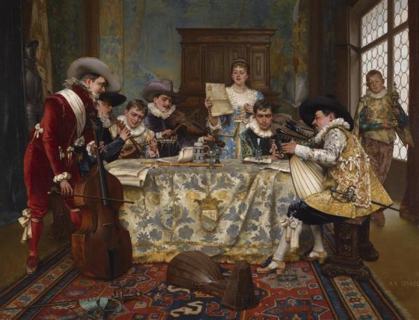 The Practice Recital by Adolphe Alexander Lesrel