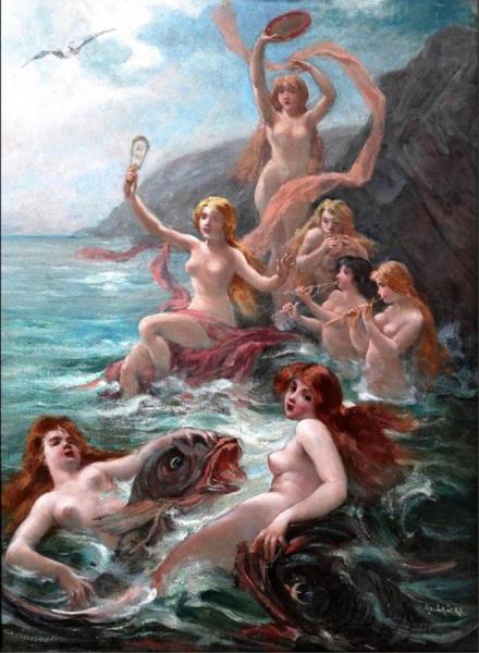 Le Concert Des Sirènes by Adolphe La Lyre Oil Painting Reproductions