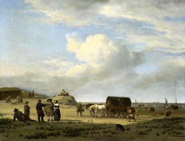 Figures On The Coast At Scheveningen by Adriaen Van De Velde