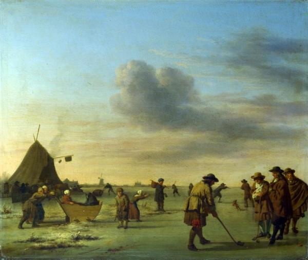 Golfers On The Ice Near Haarlem by Adriaen Van De Velde
