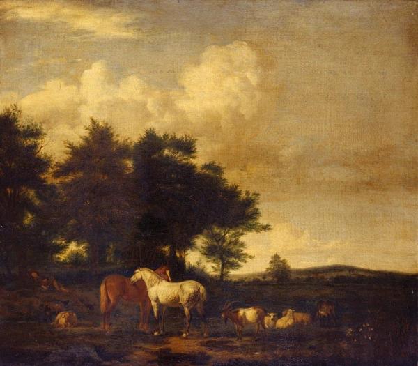 Adriaen Van De Velde Horses, Sheep And Goats With A Sleeping Herdsman