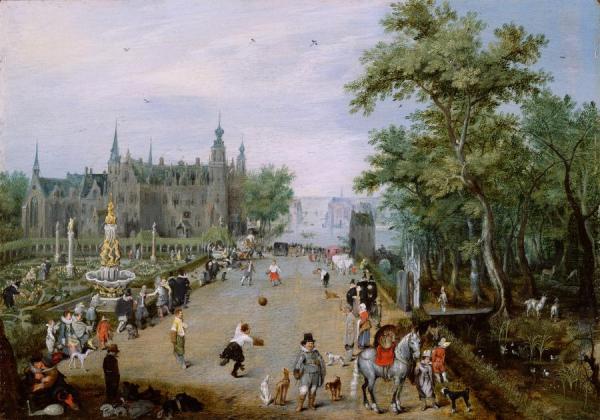 A Jeu De Paume Before A Country Palace by Adriaen Van De Venne