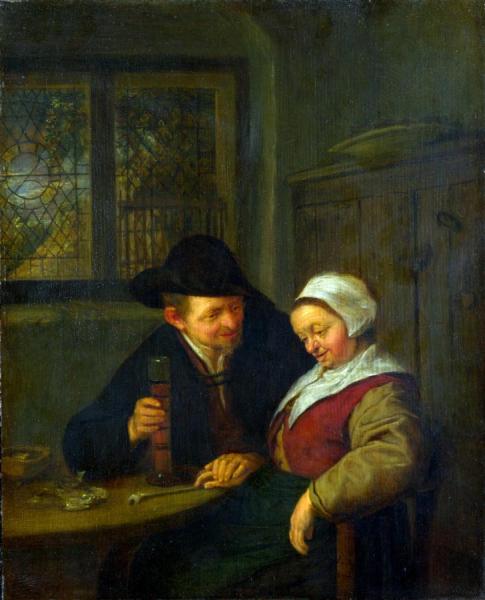 A Peasant Courting An Elderly Woman by Adriaen Van Ostade Oil Painting Reproductions