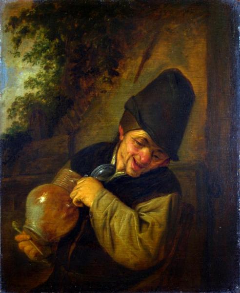 A Peasant Holding A Jug And A Pipe by Adriaen Van Ostade