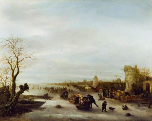 A Winter Scene by Adriaen Van Ostade Oil Painting Reproductions