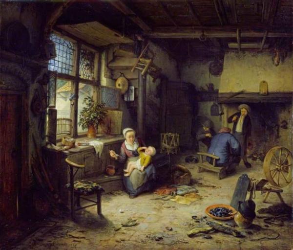 Adriaen Van Ostade Interior With Peasants