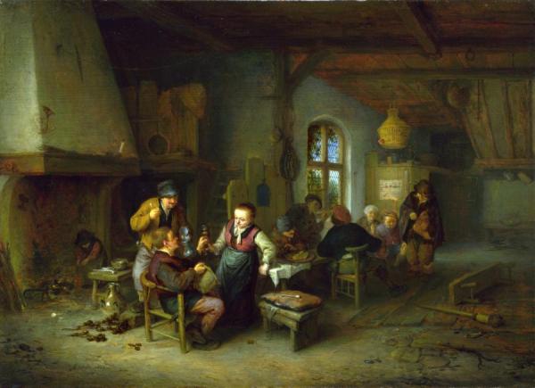 The Interior Of An Inn by Adriaen Van Ostade
