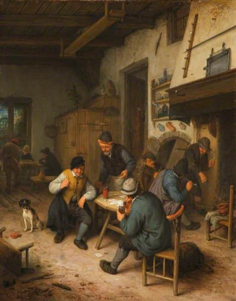 The Interior Of An Inn With Peasants Playing Cards by Adriaen Van Ostade Oil Painting Reproductions