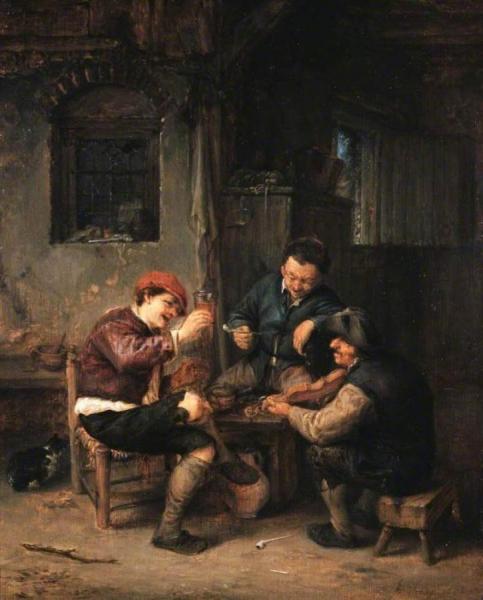 Three Peasants At An Inn by Adriaen Van Ostade
