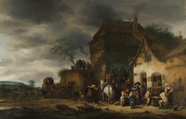 Travellers Halted At A Country Inn by Adriaen Van Ostade Oil Painting Reproductions