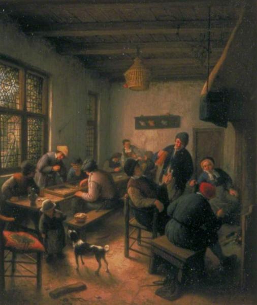 Village Inn With Tric-trac Or Backgammon Players And Card Players by Adriaen Van Ostade Oil Painting Reproductions