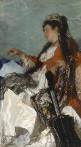 Woman With A Guitar by Adriano Bonifazi Oil Painting Reproductions