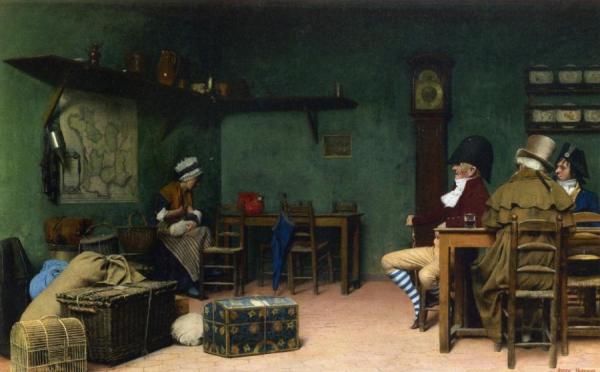 Waiting For The Coach by Adrien Harmand Oil Painting Reproductions