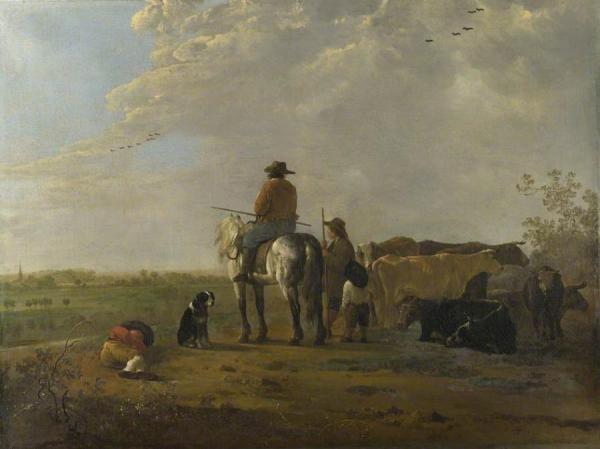 A Horseman With A Cowherd And Two Boys In A Meadow by Aelbert Cuyp Oil Painting Reproductions