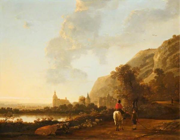 A River Landscape With A Horseman On A Road by Aelbert Cuyp