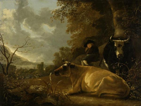 Landscape With Cows And Young Herdsman by Aelbert Cuyp
