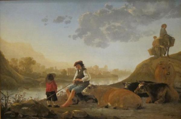 River Landscape With Bagpipe Player by Aelbert Cuyp Oil Painting Reproductions