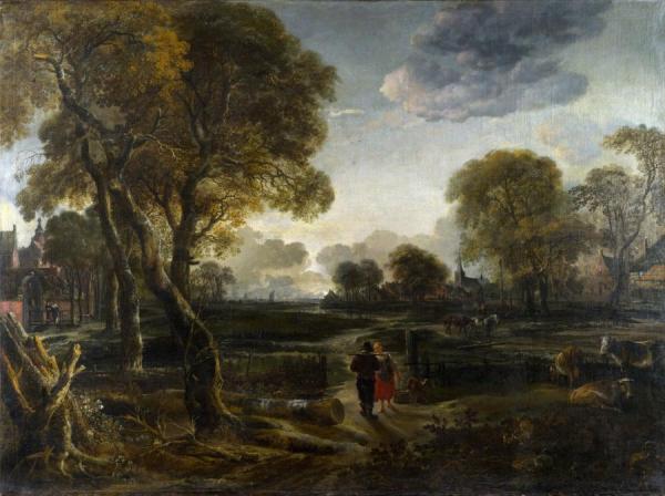 An Evening View Near A Village by Aert Van Der Neer