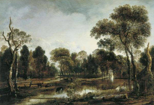 Wooded River Landscape by Aert Van Der Neer
