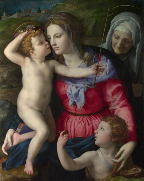The Madonna And Child With Saint John The Baptist And Saint Elizabeth by Agnolo Bronzino