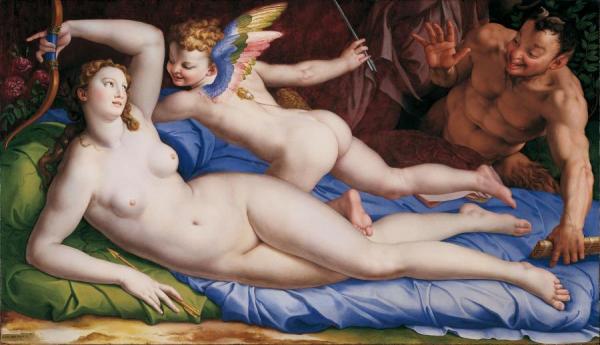 Venus, Cupido And Satyr by Agnolo Bronzino