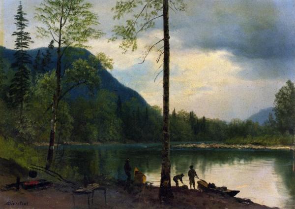 Campers With Canoes by Albert Bierstadt