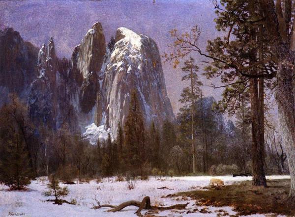 Cathedral Rocks, Yosemite Valley, Winter by Albert Bierstadt
